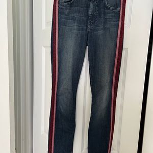 MOTHER Designer Jeans- High Waisted Looker Here Kitty Kitty Glitter Racer 25